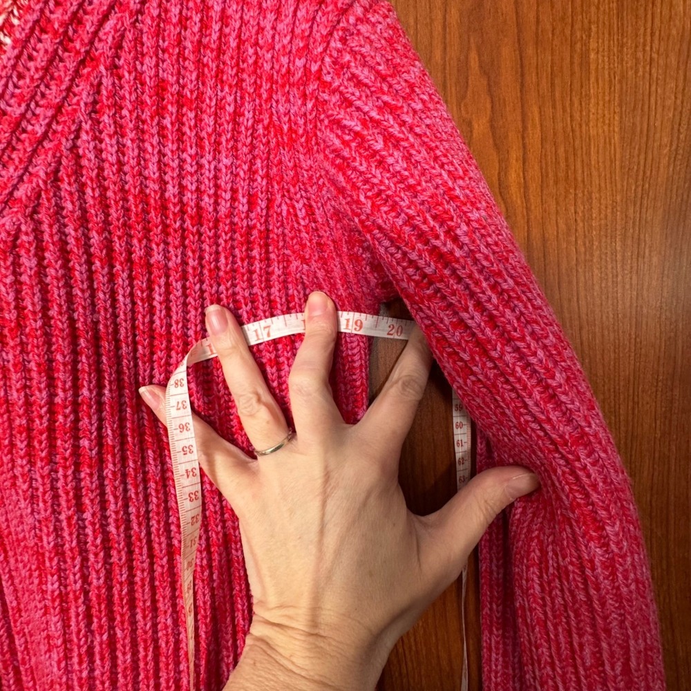DEREK LAM Womens Turtleneck Sweater Merino Wool Med Pink Red Valentines Cabncore - Picture 9 of 11